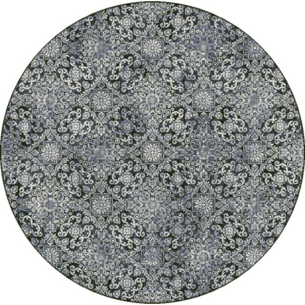 Dynamic Rugs 57162-3696 Ancient Garden 5.3 Ft. X 5.3 Ft. Round Rug in Steel Blue